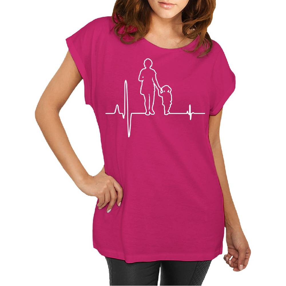 Spass Kostet Longshirt Damen weit geschnitten Herzschlag Mama Tochter