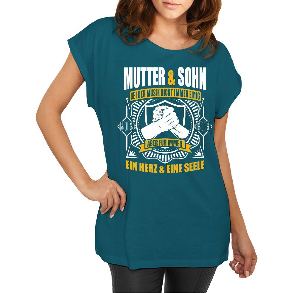 Spass Kostet Longshirt Damen weit geschnitten Mutter Sohn Bei Musik nicht immer einig
