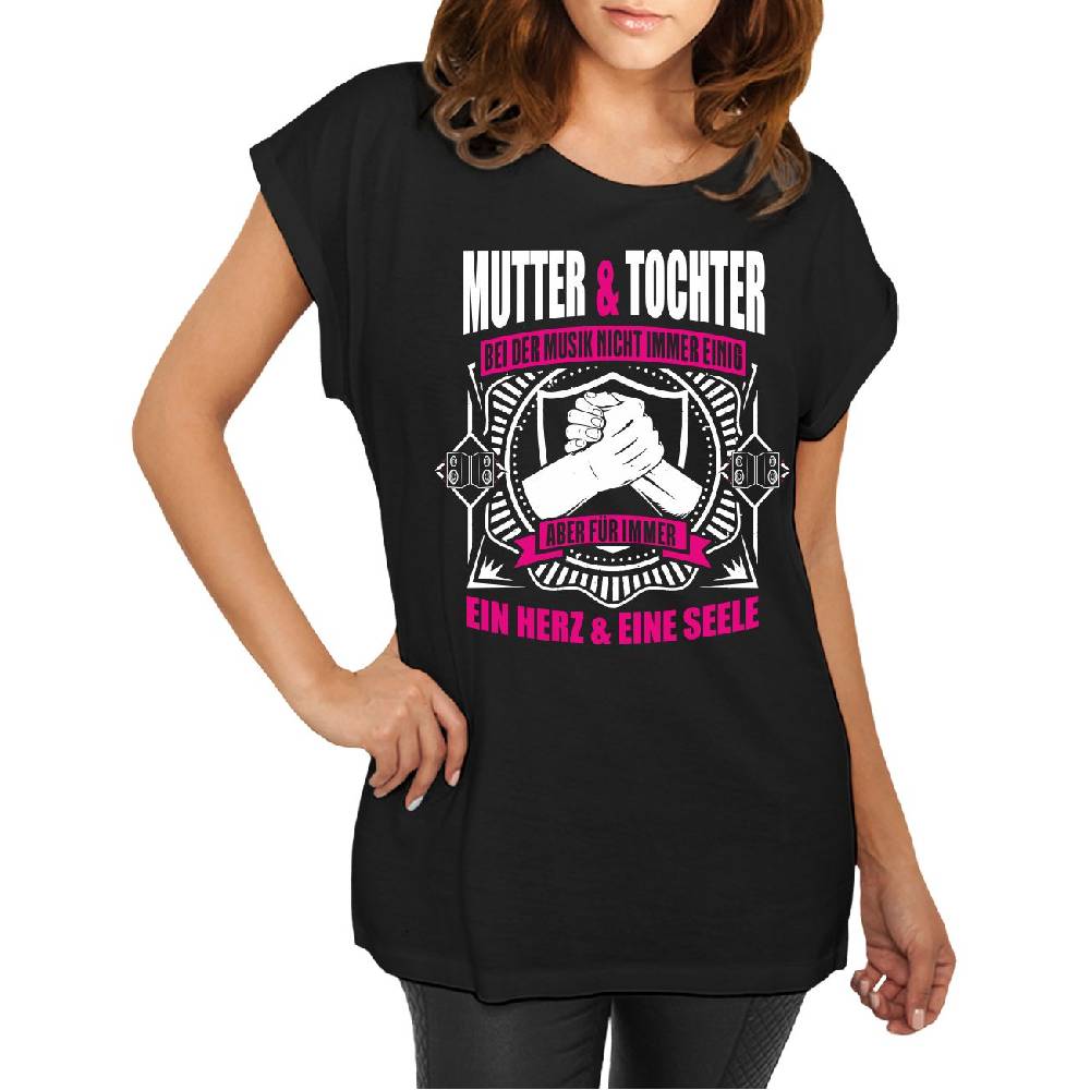 Spass Kostet Longshirt Damen weit geschnitten Mutter Tochter Bei Musik nicht immer einig