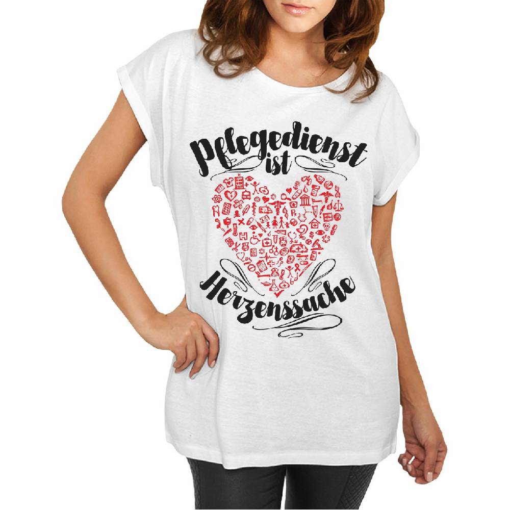 Spass Kostet Longshirt Damen weit geschnitten Pflegedienst ist Herzenssache