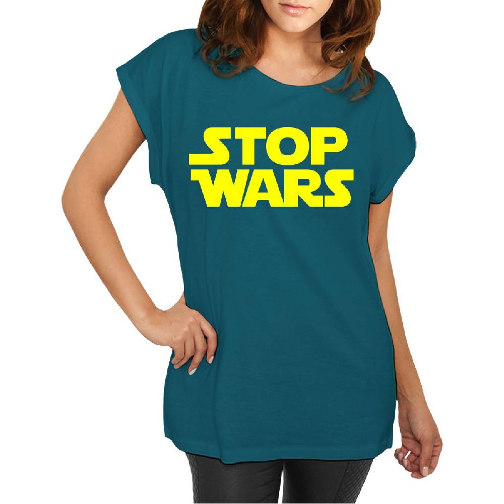 Spass Kostet Longshirt Damen weit geschnitten Stop Wars NEONGELB