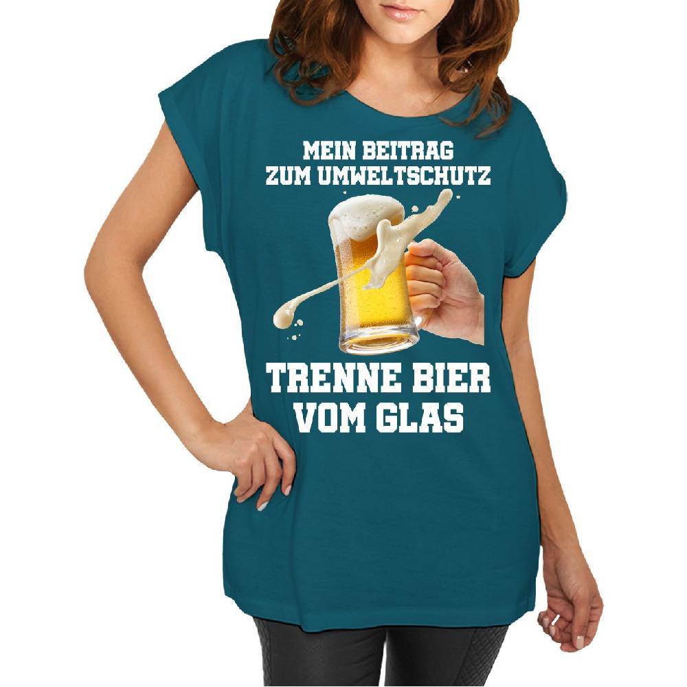 Spass Kostet Longshirt Damen weit geschnitten Umweltschutz Trenne Bier vom Glas
