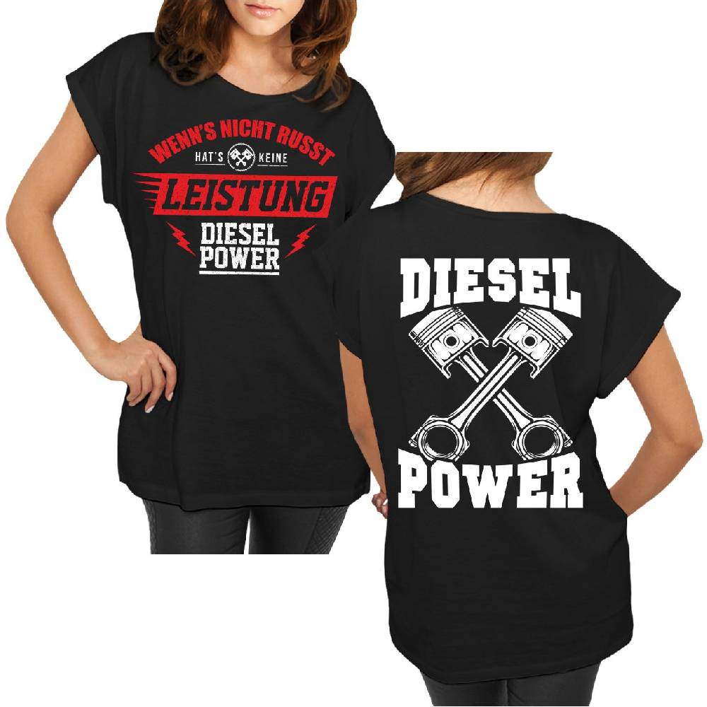 Spass Kostet Longshirt Damen weit geschnitten Wenn's nicht russt hat's keine Leistung Diesel Power