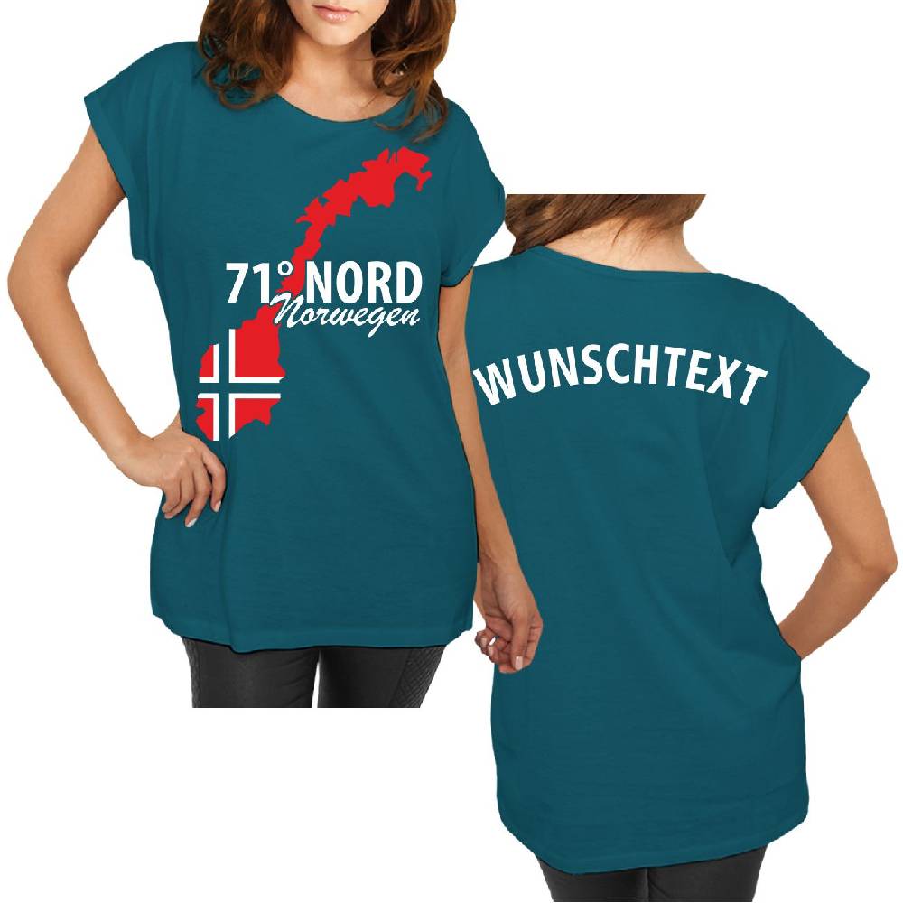 Spass Kostet Longshirt Damen weit geschnitten WUNSCHTEXT 71 Grad Nord NORWEGEN