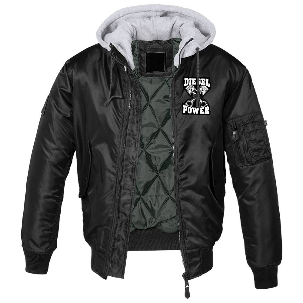 Spass Kostet MA1 Bomberjacke mit Kapuze gefüttert Winter Version DIESEL POWER