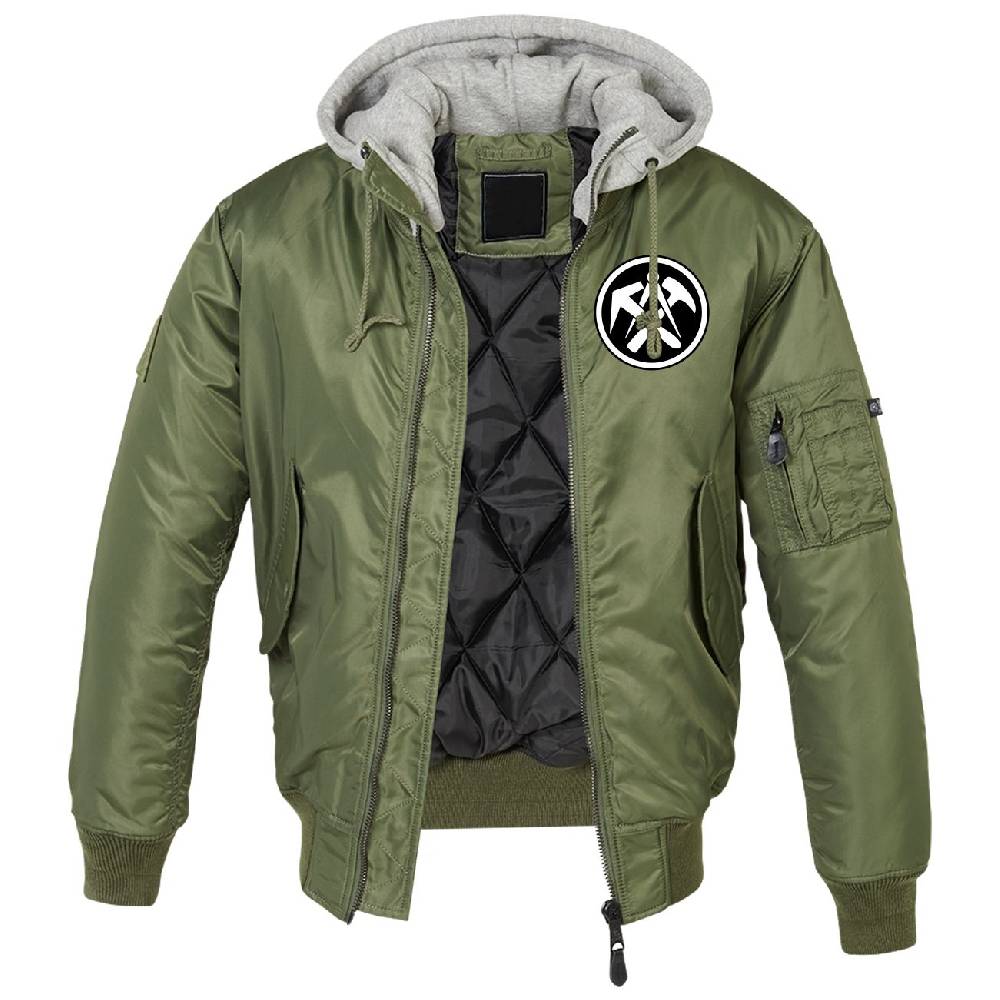 Spass Kostet MA1 Bomberjacke mit Kapuze gefüttert Winter Version DACHDECKER