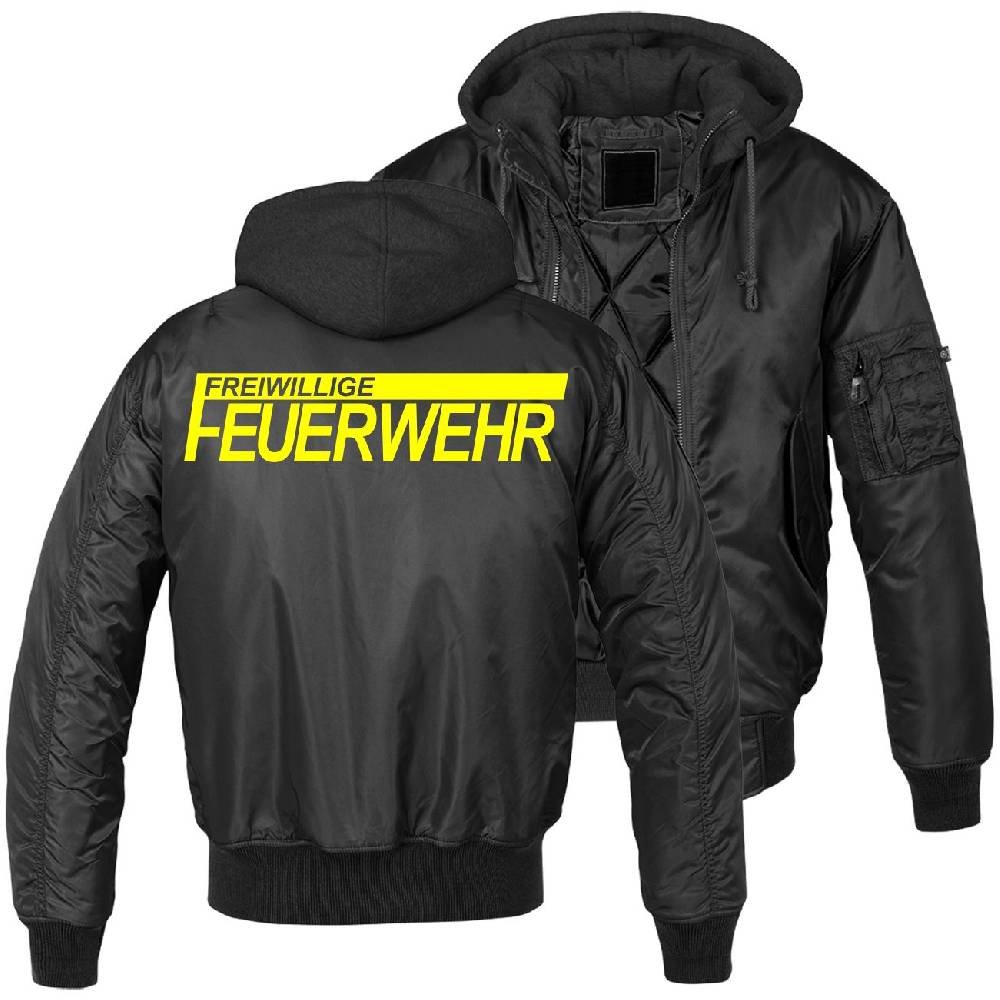 Spass Kostet MA1 Bomberjacke Mit Kapuze Gefüttert Winter Version FFW Freiwillige Feuerwehr Größe S Bis 7XL