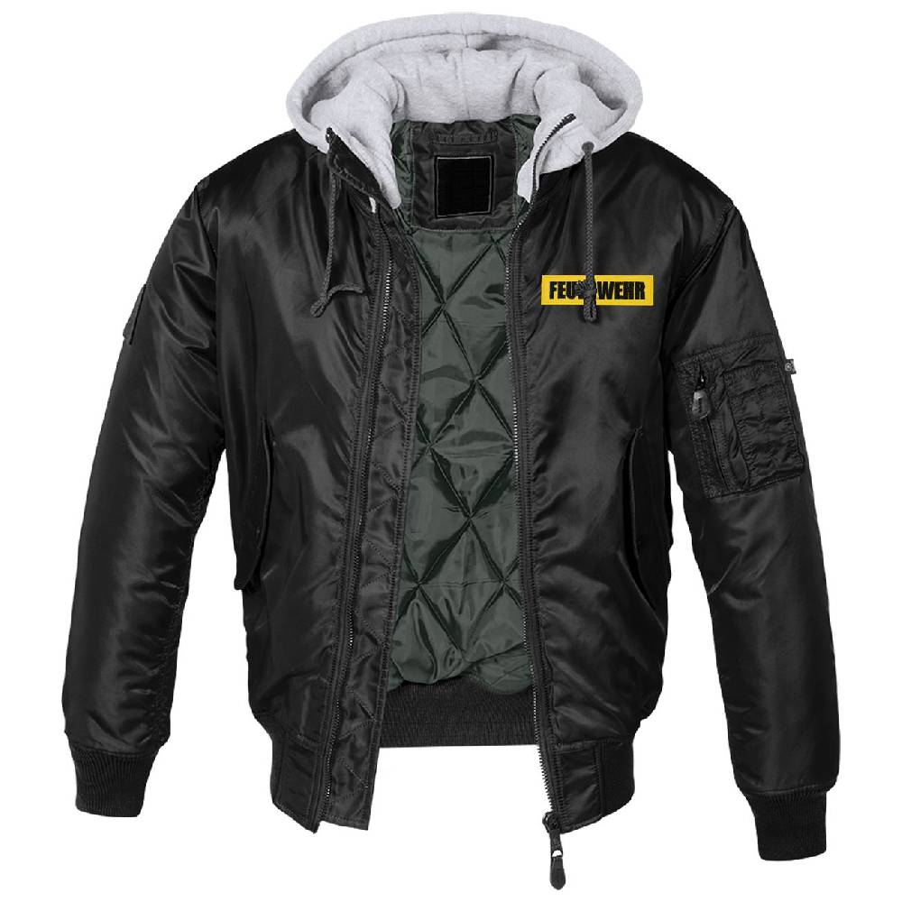 Spass Kostet MA1 Bomberjacke Mit Kapuze Gefüttert Winter Version Feuerwehr Einsatzkräfte