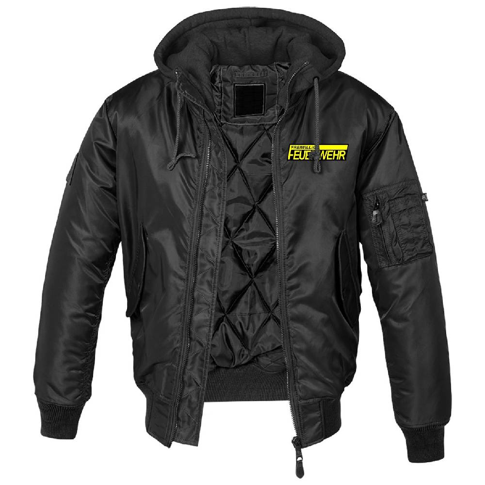 Spass Kostet MA1 Bomberjacke mit Kapuze gefüttert Winter Version Freiwillige Feuerwehr