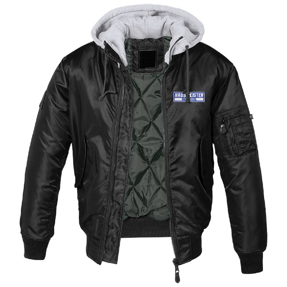 Spass Kostet MA1 Bomberjacke mit Kapuze gefüttert Winter Version HAUSMEISTER Service