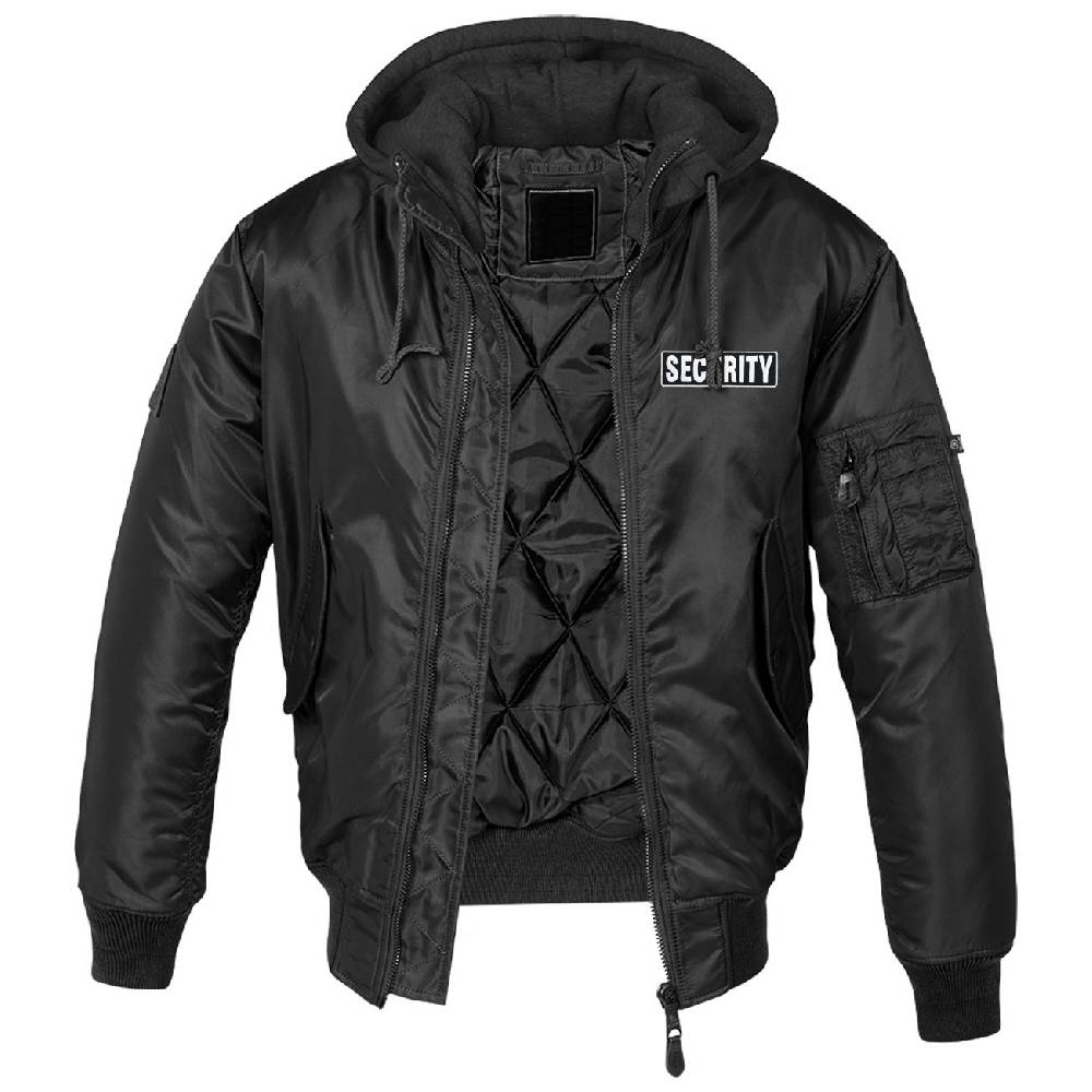 Spass Kostet MA1 Bomberjacke mit Kapuze gefüttert Winter Version SECURITY