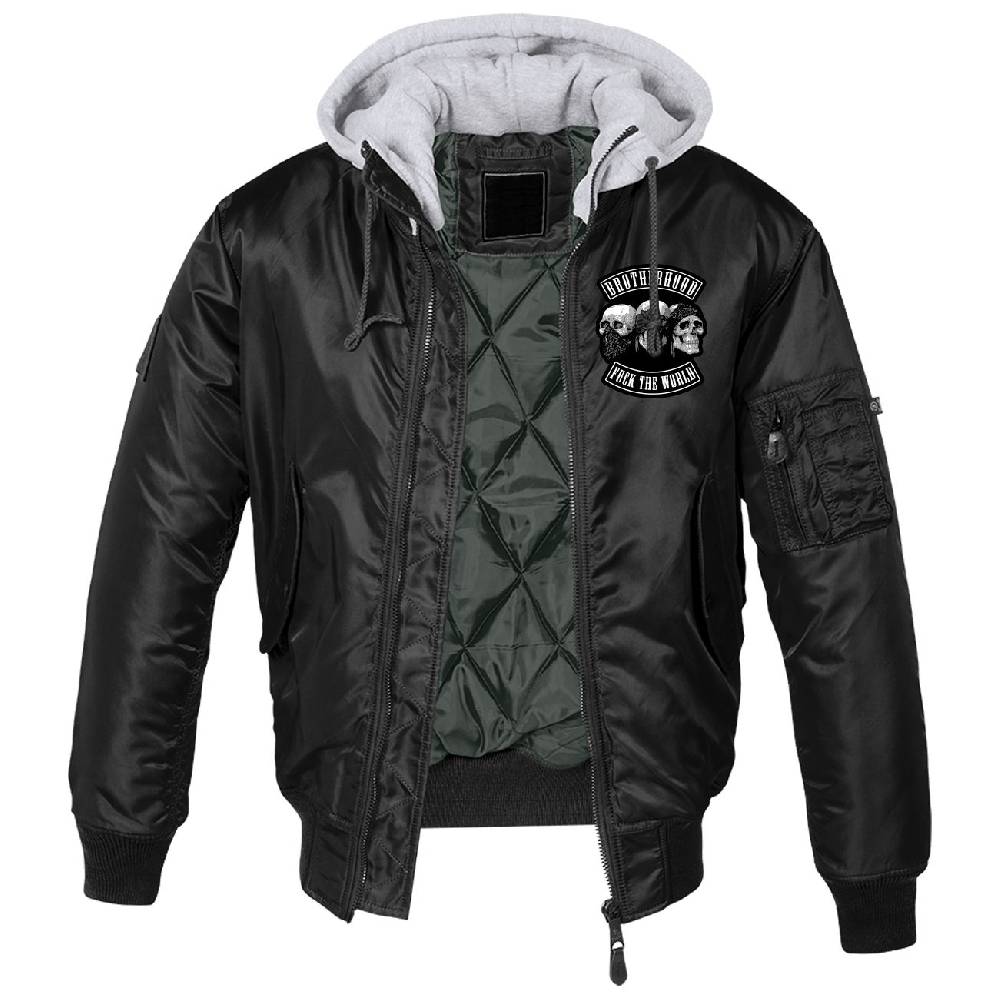 Spass Kostet MA1 Bomberjacke mit Kapuze gefüttert Winter Version PATCH Brotherhood