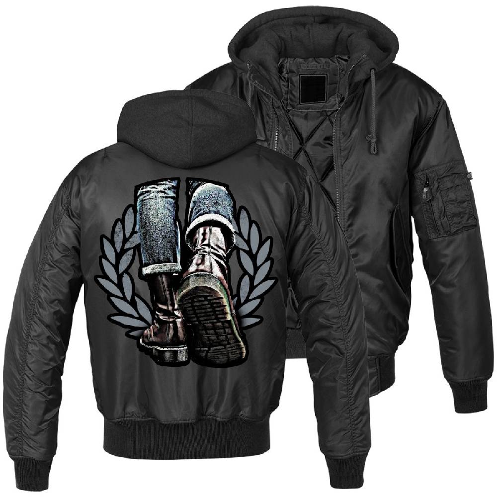 Spass Kostet MA1 Bomberjacke mit Kapuze gefüttert Winter Version SKINHEAD BOOTS