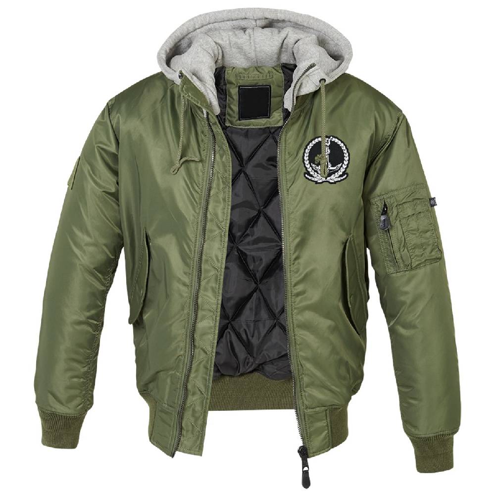 Spass Kostet MA1 Bomberjacke mit Kapuze gefüttert Winter Version Hafen und Anker