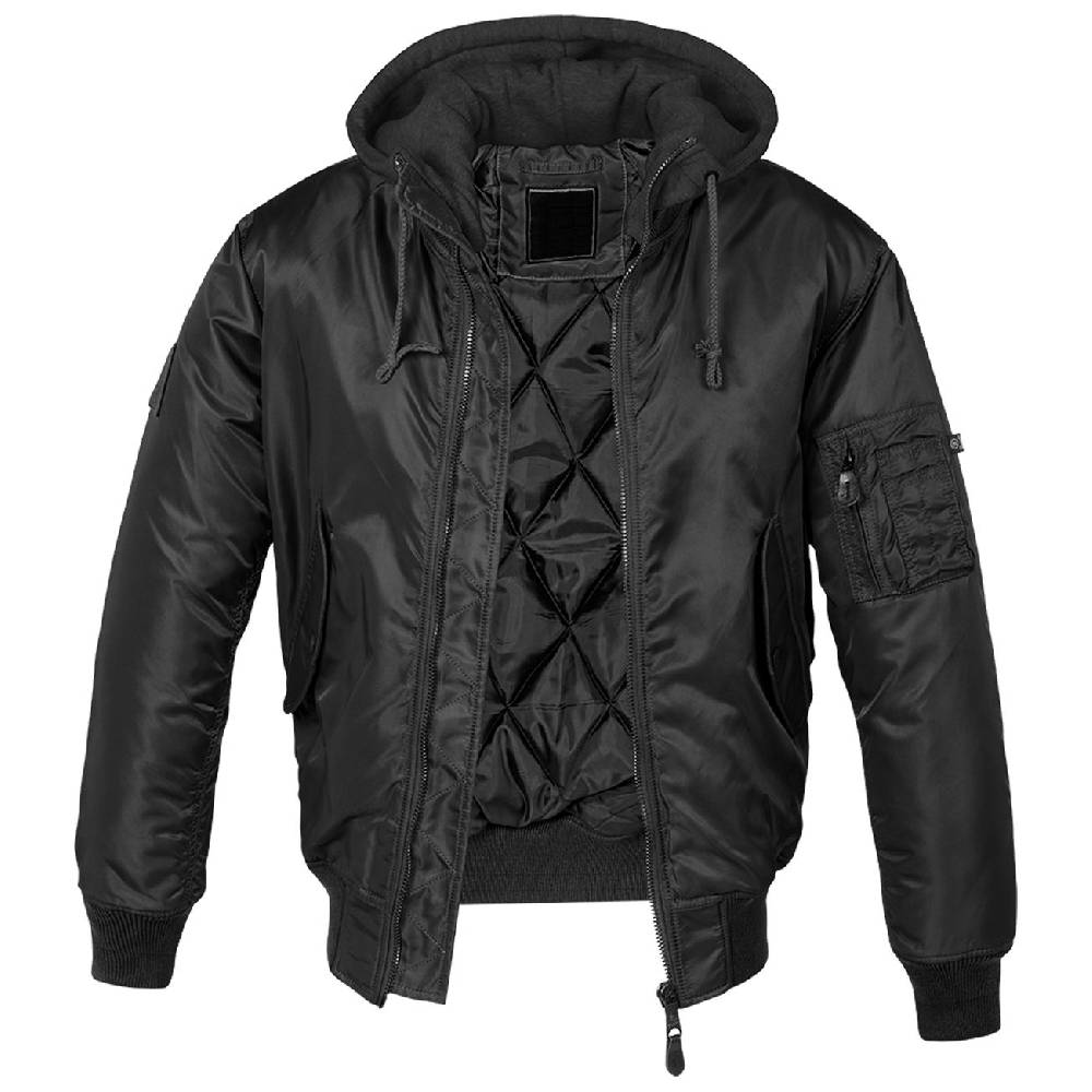 Spass Kostet MA1 Bomberjacke mit Kapuze schwarz Grösse M bis 7XL UNBEDRUCKT