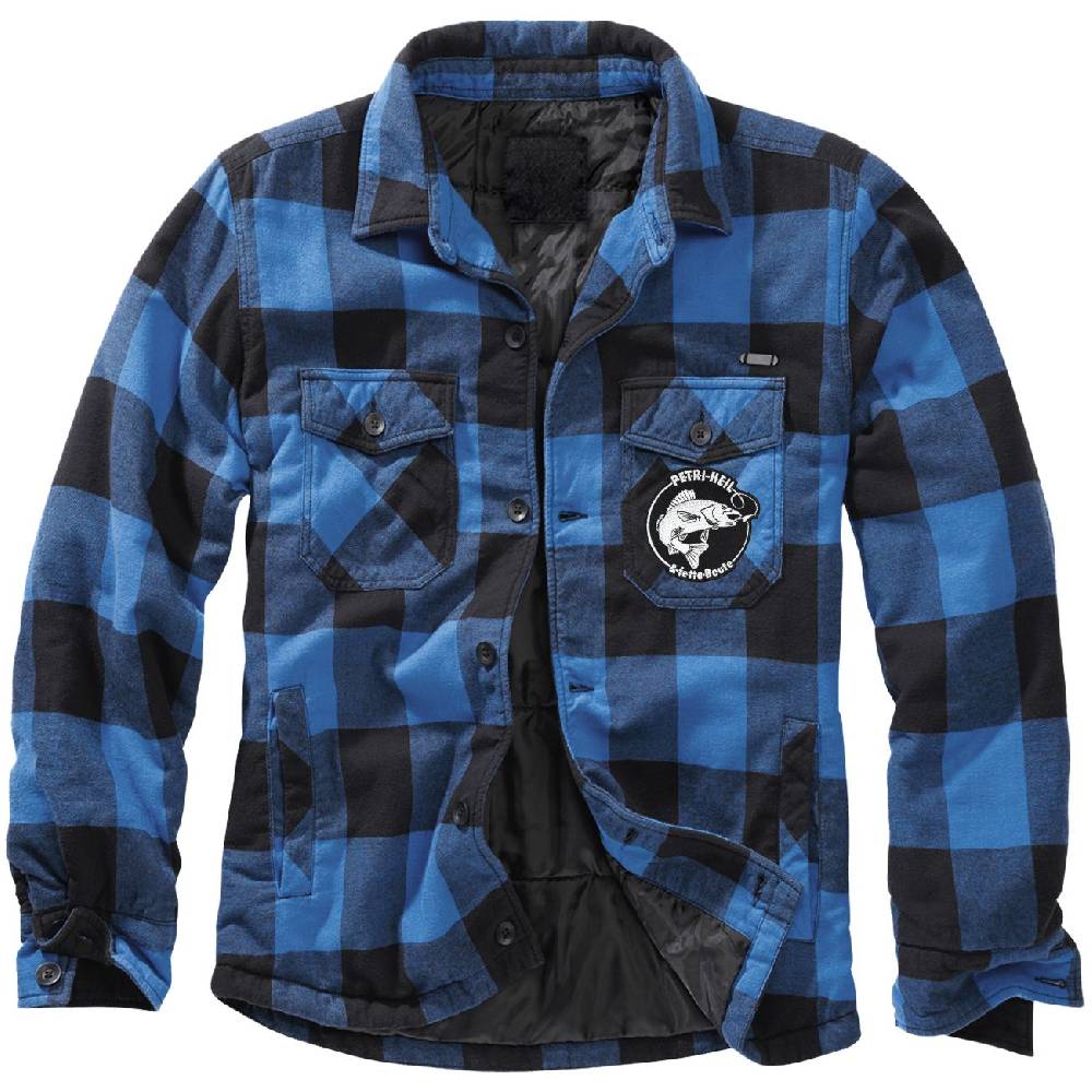 Spass Kostet Männer Flanell Jacke mit Fütterung Aufnäher Angler Petri Heil und fette Beute