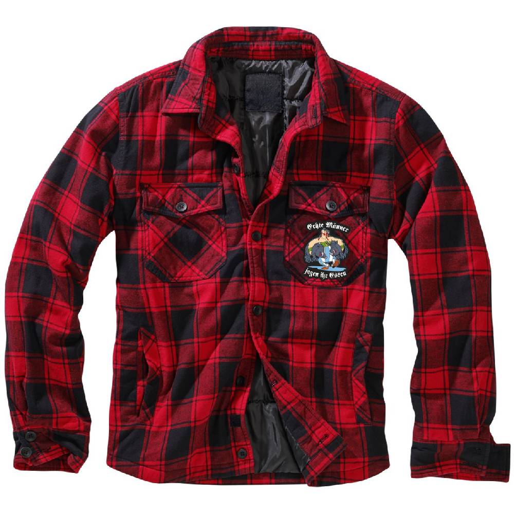 Spass Kostet Männer Flanell Jacke mit Fütterung Aufnäher Echte Männer jagen ihr Essen