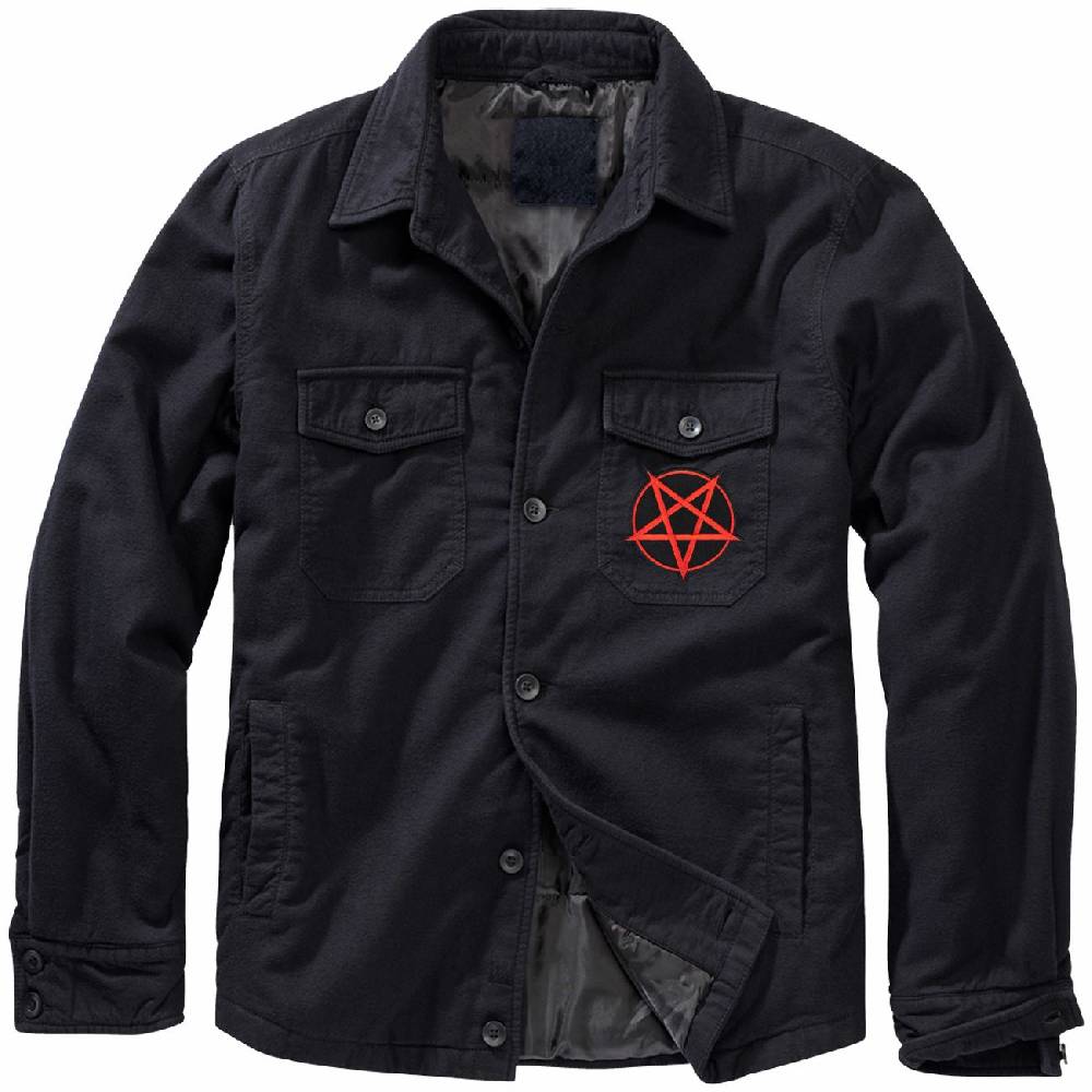 Spass Kostet Männer Flanell Jacke mit Fütterung Aufnäher Pentagramm