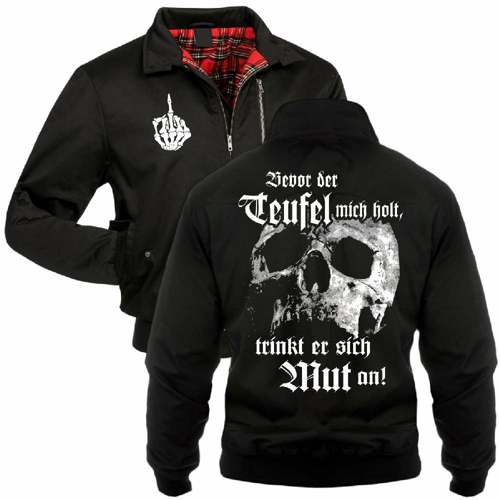 Spass Kostet Männer Gefütterte Harrington Jacke Bevor der Teufel mich holt trinkt er sich Mut an