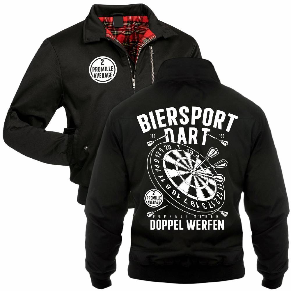Spass Kostet Männer Gefütterte Harrington Jacke DART Biersport DOPPEL WERFEN mit 2 Promille Average