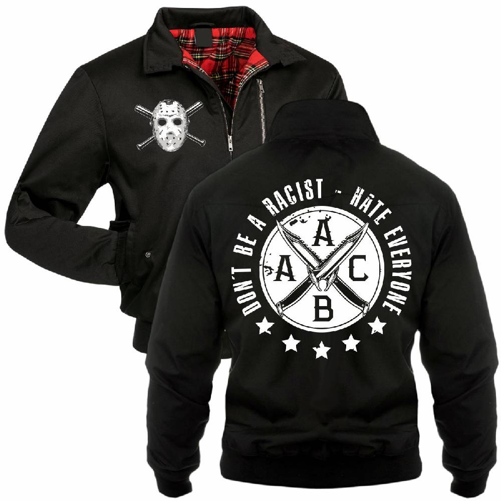 Spass Kostet Männer Gefütterte Harrington Jacke Hardcore Dont be a Racist - Hate everyone