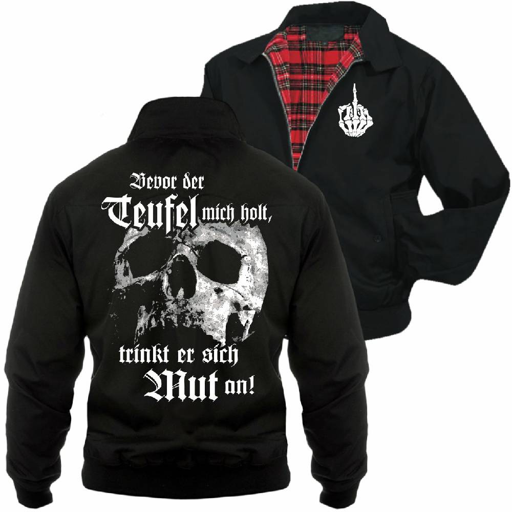 Spass Kostet Männer Harrington Jacke Bevor der Teufel mich holt trinkt er sich Mut an