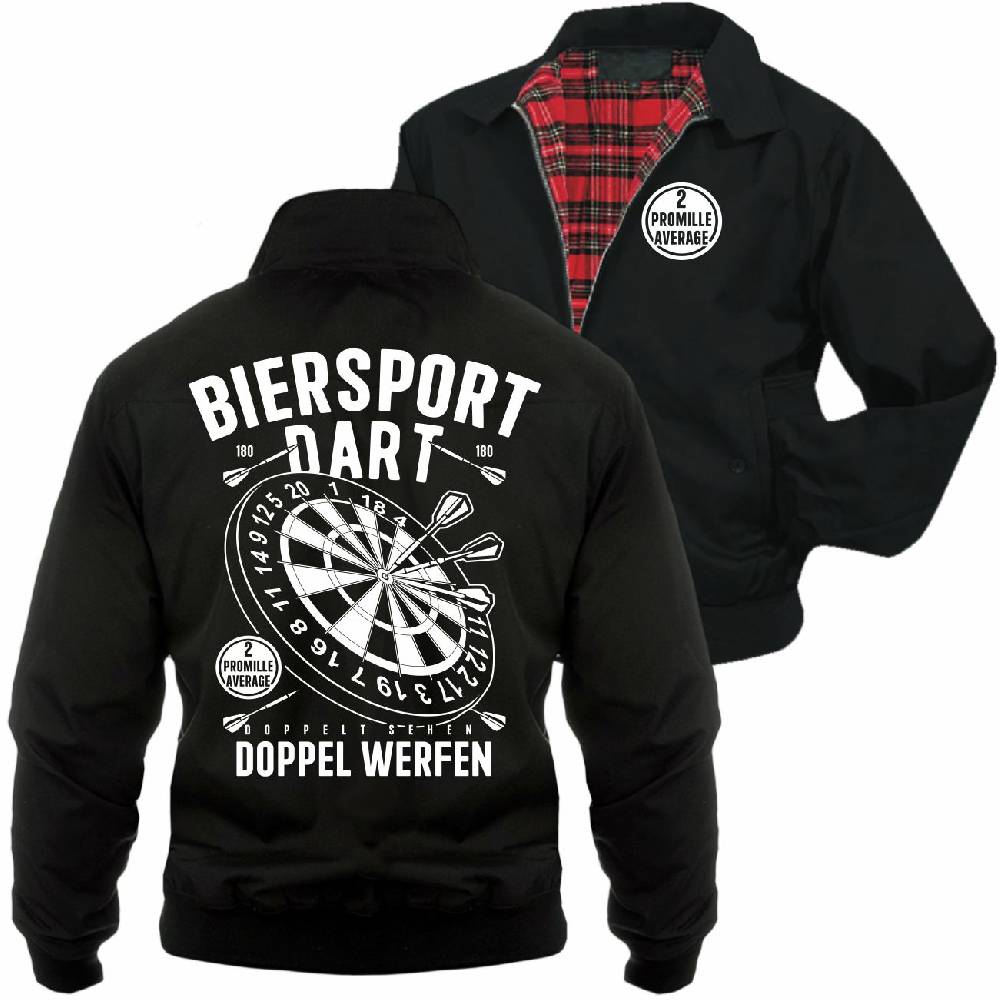 Spass Kostet Männer Harrington Jacke DART Biersport DOPPEL WERFEN mit 2 Promille Average