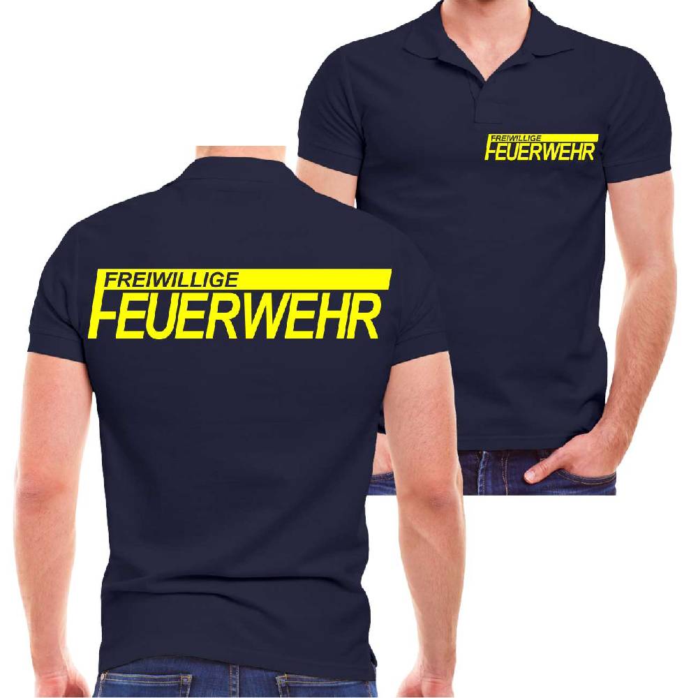 Spass Kostet Männer Herren Polohemd Polo Shirt Freiwillige Feuerwehr Mit NEONGELB Druck