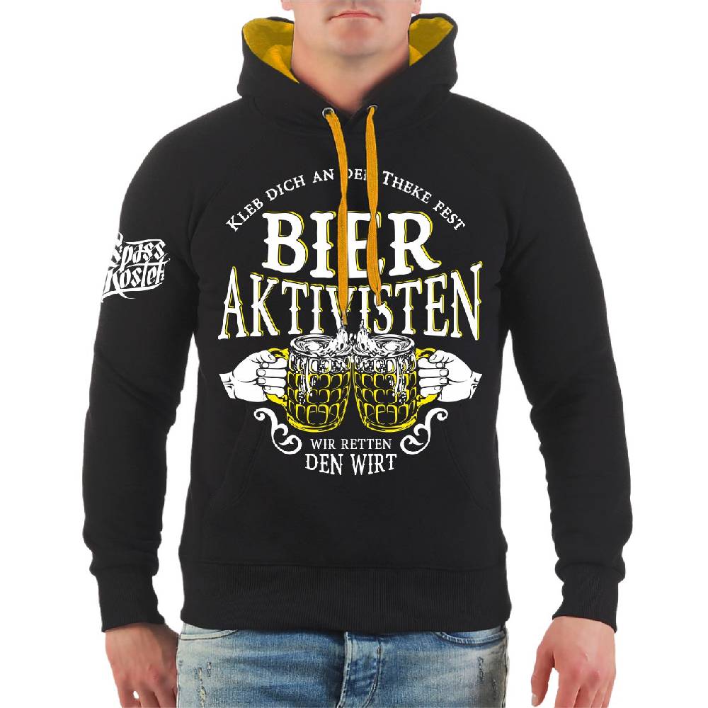 Spass Kostet Männer Kapu Bier Aktivisten Kleb dich an der Theke fest