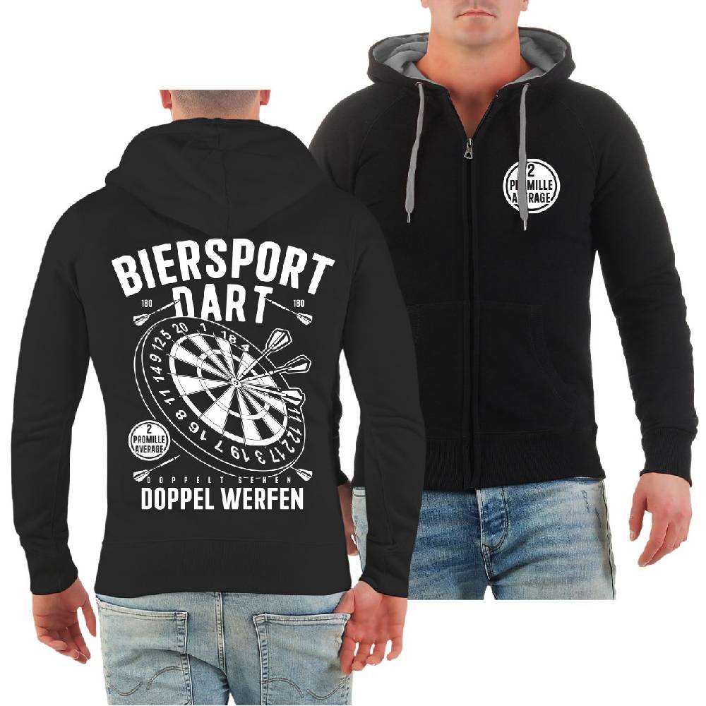 Spass Kostet Männer Kapuzenjacke DART Biersport DOPPEL WERFEN mit 2 Promille Average