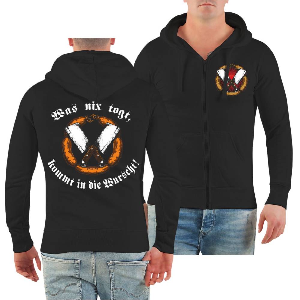 Spass Kostet Männer Kapuzenjacke Fleischer Was nix togt kommt in die Wurscht