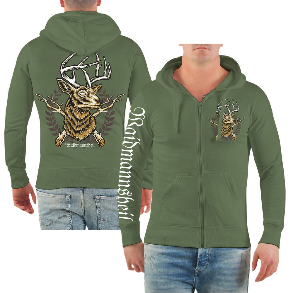 Spass Kostet Männer Kapuzenjacke Jäger Hirsch Wappen Waidmannsheil