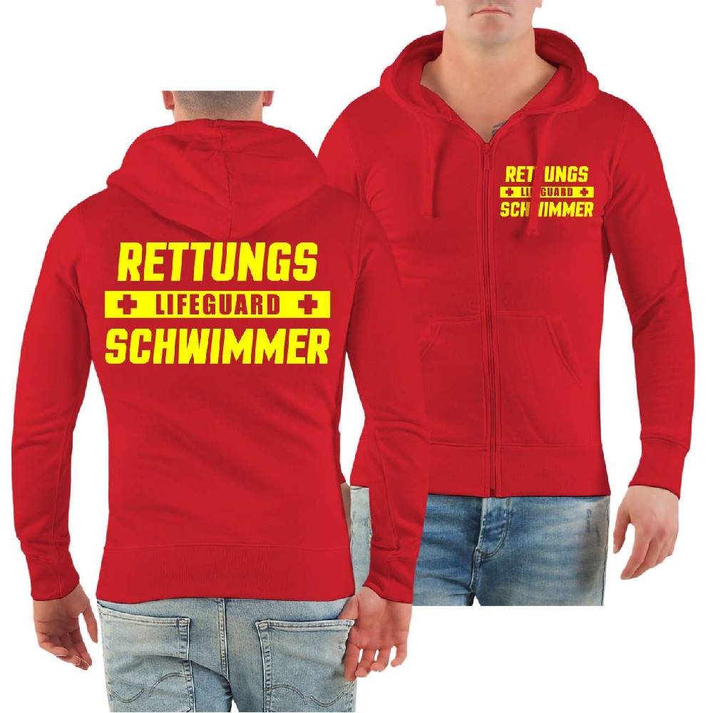 Spass Kostet Männer Kapuzenjacke Rettungsschwimmer Lifeguard NEONGELBER Druck