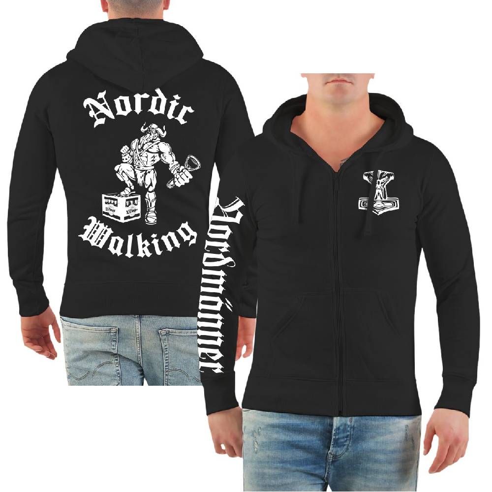 Spass Kostet Männer Kapuzenjacke Wikinger mit Bier Nordic Walking