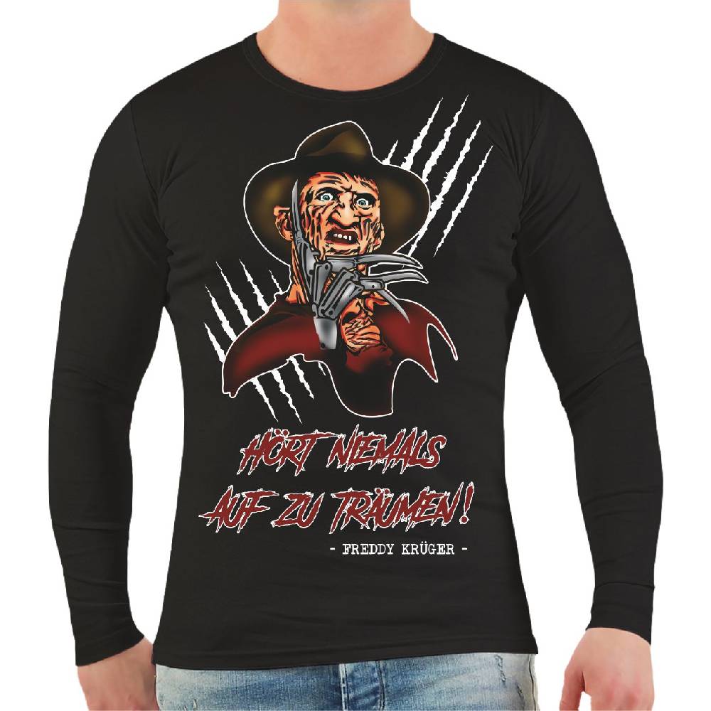 Spass Kostet Männer Longsleeve Horror Motiv Freddy Hört niemals auf zu träumen