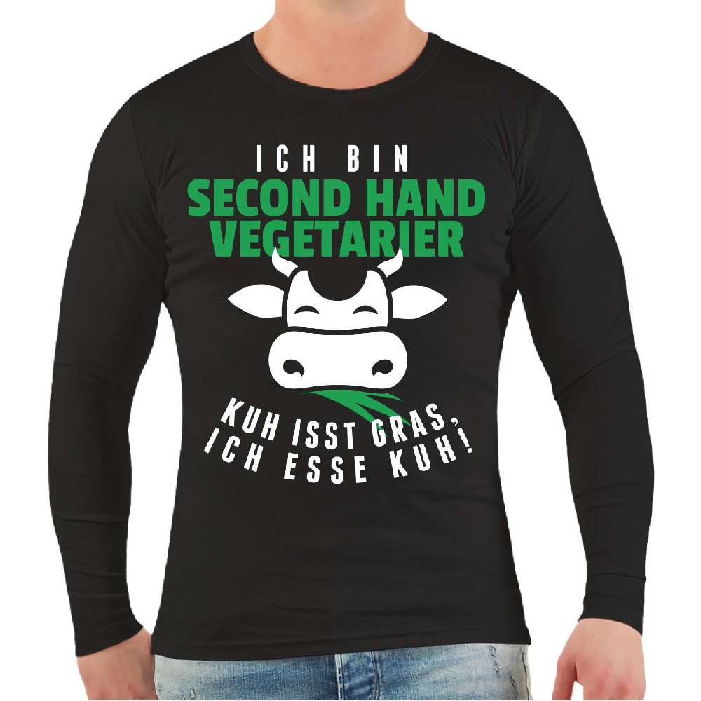 Spass Kostet Männer Longsleeve Second Hand Vegetarier Kuh isst Gras ich esse Kuh