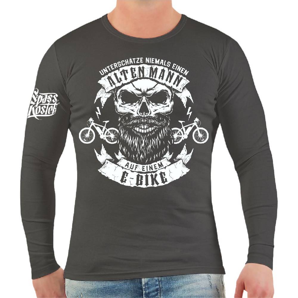 Spass Kostet Männer Longsleeve Unterschätze nie einen alten Mann mit EBIKE Elektro Bike