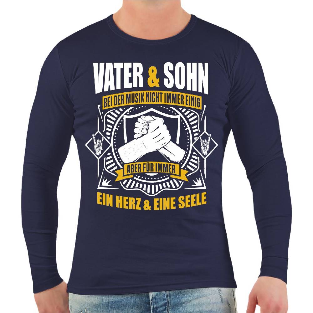 Spass Kostet Männer Longsleeve Vater und Sohn Bei der Musik nicht immer einig