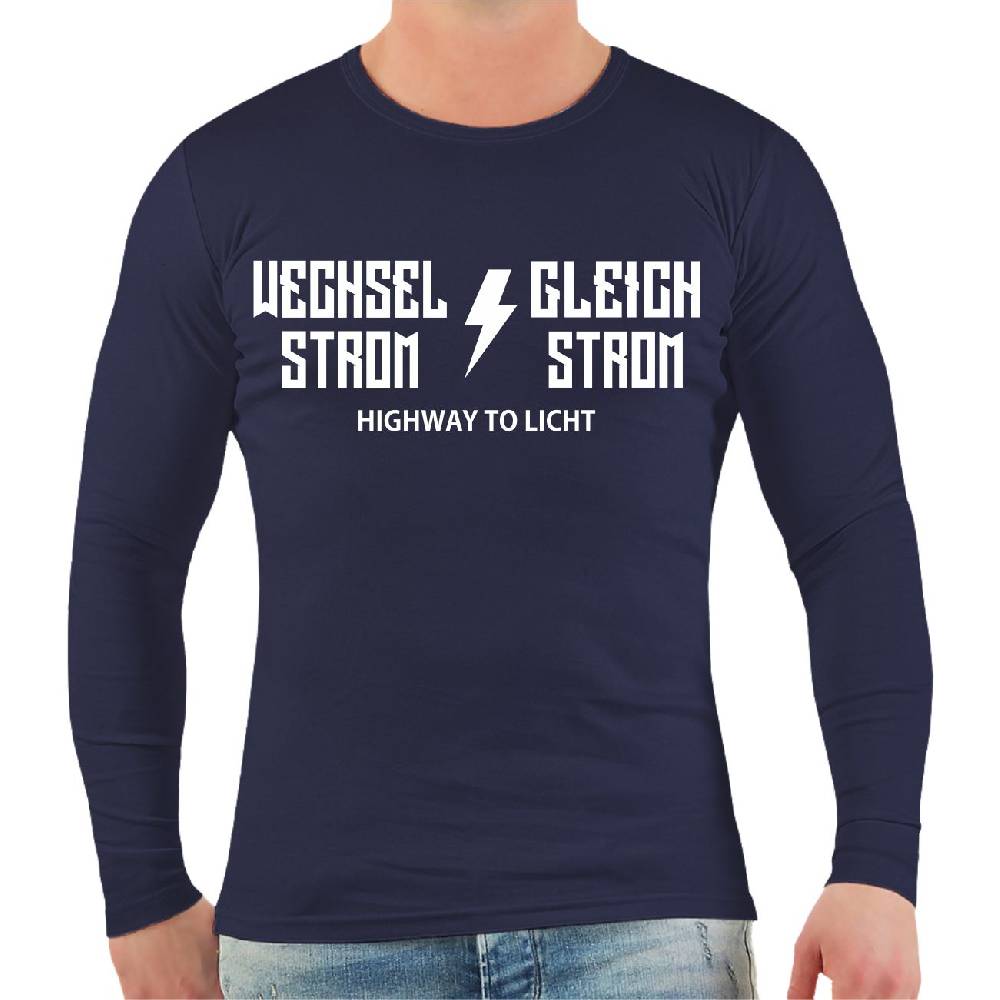 Spass Kostet Männer Longsleeve Wechselstrom Gleichstrom Highway To Licht