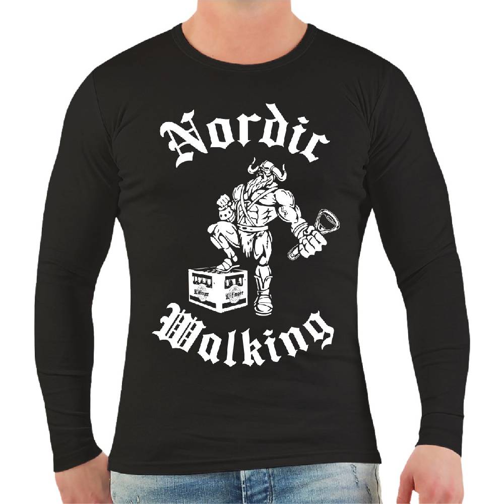 Spass Kostet Männer Longsleeve Wikinger mit Bier Nordic Walking