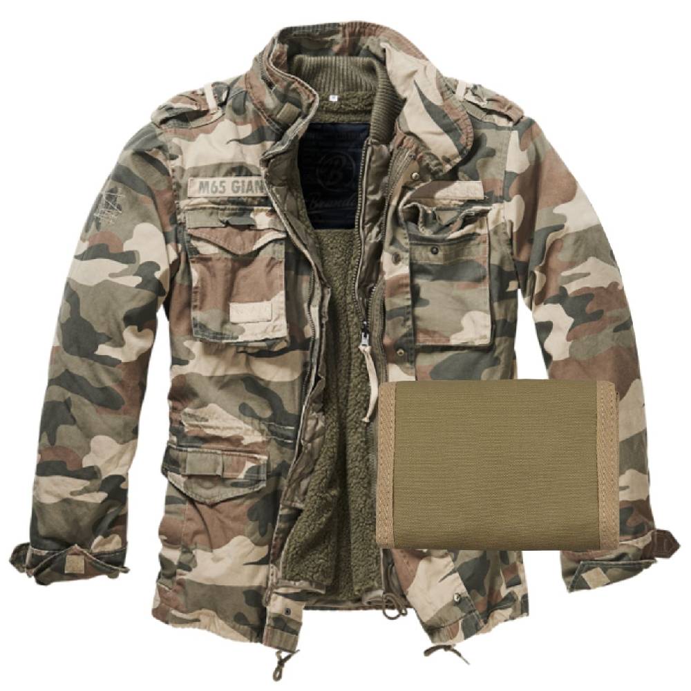 Spass Kostet Männer M65-Giant Jacke UNBEDRUCKT light woodland mit Geldbörse