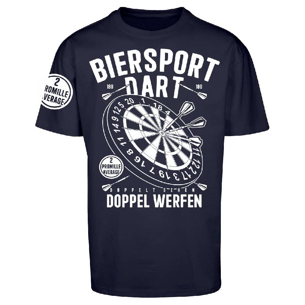 Spass Kostet Männer OVERSIZE T-Shirt DART Biersport DOPPEL WERFEN mit 2 Promille Average S bis 5XL