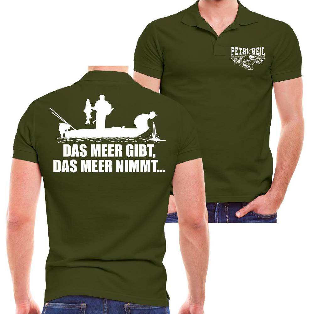 Spass Kostet Männer POLO Angler Motiv Das Meer gibt das Meer nimmt