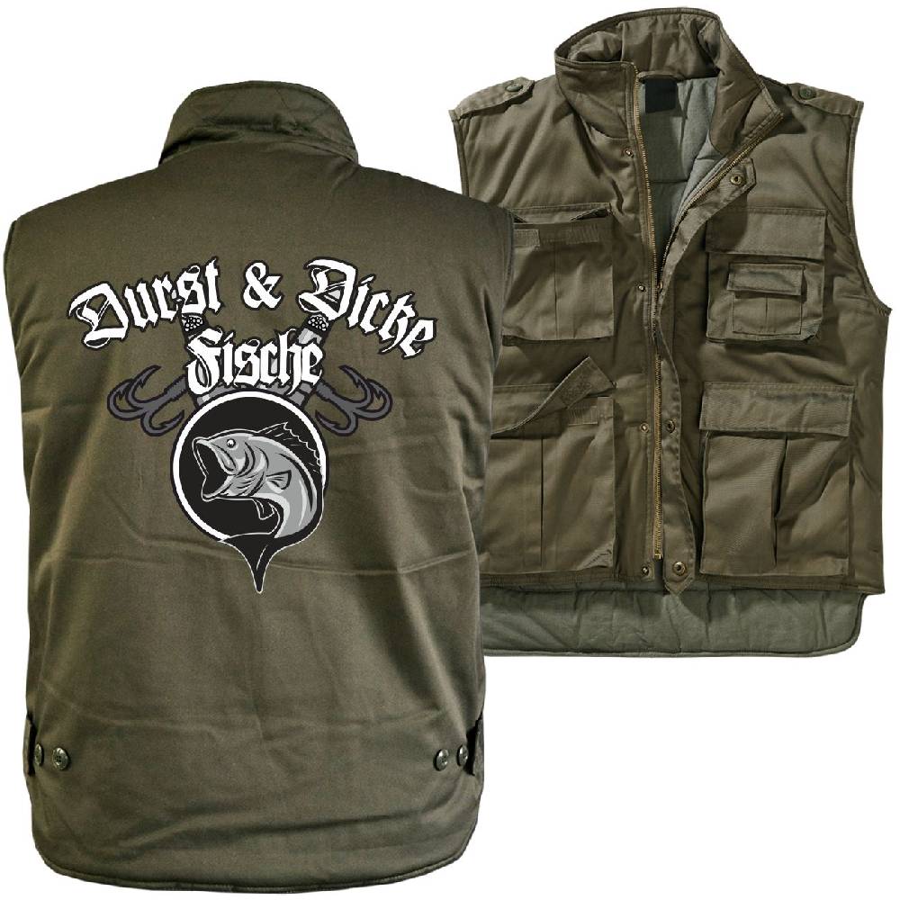 Spass Kostet Männer Ranger Weste mit Futter Angler Motiv Durst und Dicke Fische
