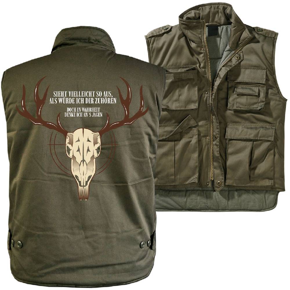 Spass Kostet Männer Ranger Weste mit Futter Jäger Ich denke nur ans JAGEN