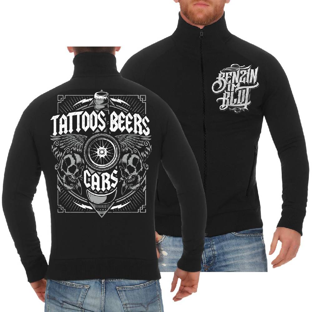 Spass Kostet Männer Sweatjacke Benzin im Blut Tattoos Beers Cars