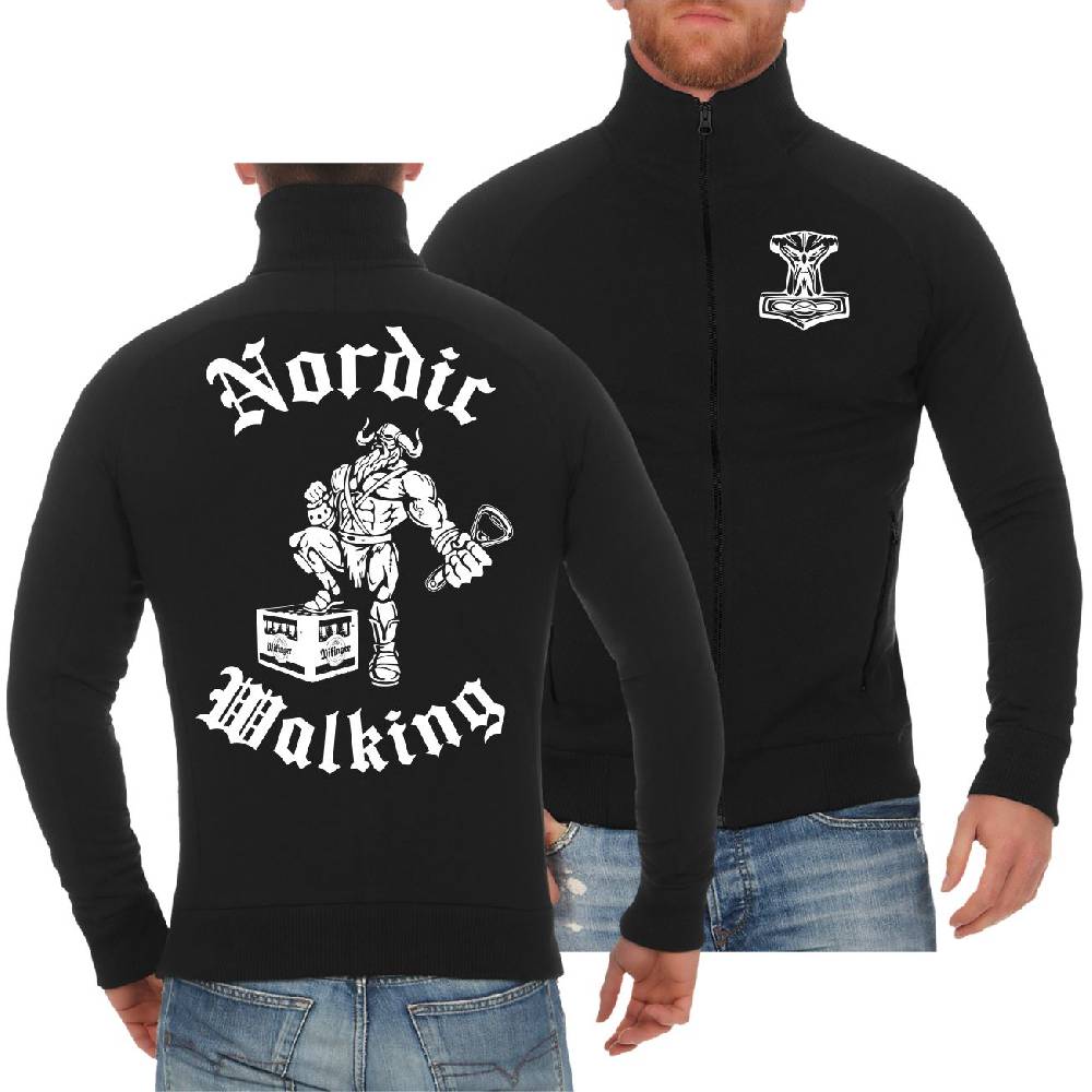 Spass Kostet Männer Sweatjacke Wikinger mit Bier Nordic Walking