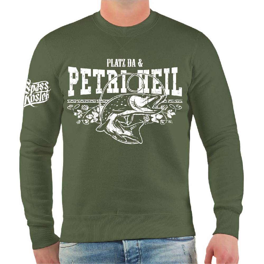 Spass Kostet Männer Sweatshirt ANGLER Platz da und Petri Heil