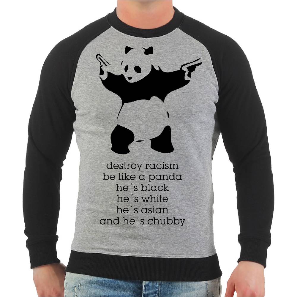 Spass Kostet Männer Sweatshirt Destroy Racism be like a PANDA