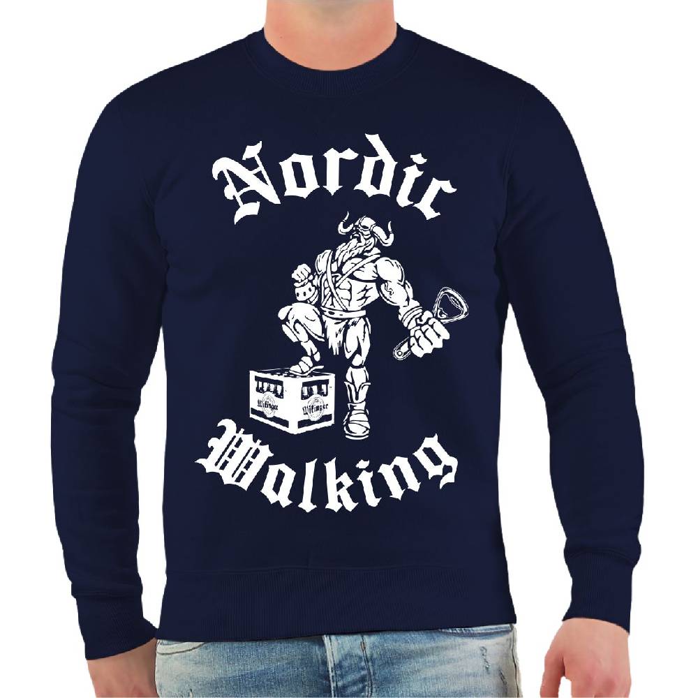 Spass Kostet Männer Sweatshirt Wikinger mit Bier Nordic Walking